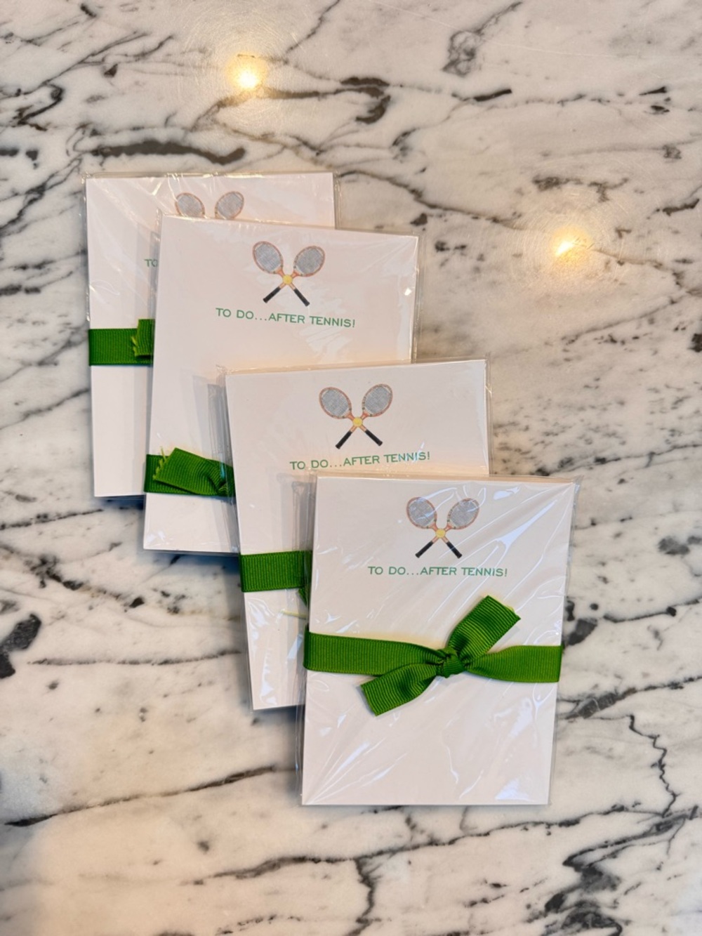 Green Ribbon Tennis Notecard Set by
